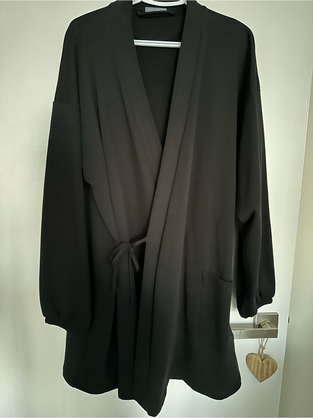 Ana Zac Black Draped Cardigan Size Large